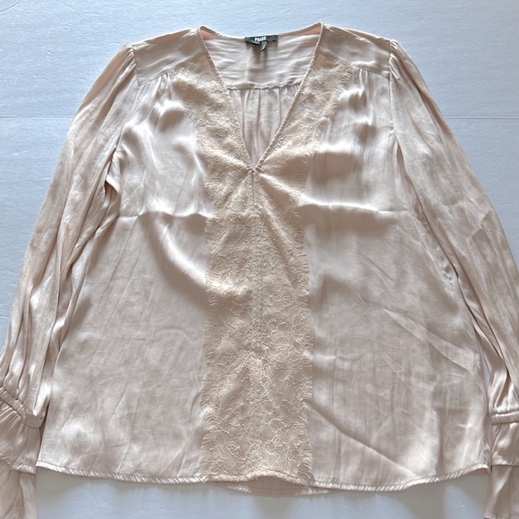 PAIGE || Lyrica Lace Appliqué Satin Top. Sz. S - Picture 8 of 16